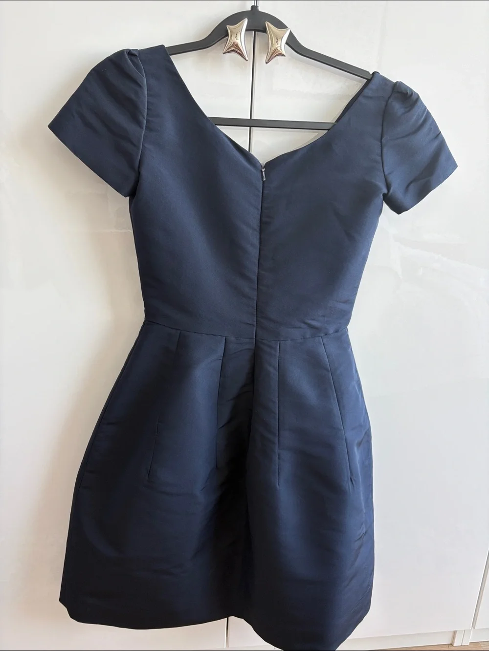 Oscar de la Renta 100% Silk Navy Short-Sleeve Dress Sz 4